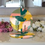 - Supla2li-7250-Gorsel3 - Realhomes Realhomes Renki Zemin Üzerinde Onedraw Çizimli Dijital Baskılı Modern 2'li Yuvarlak Servis Altlığı - Supla Realhomes