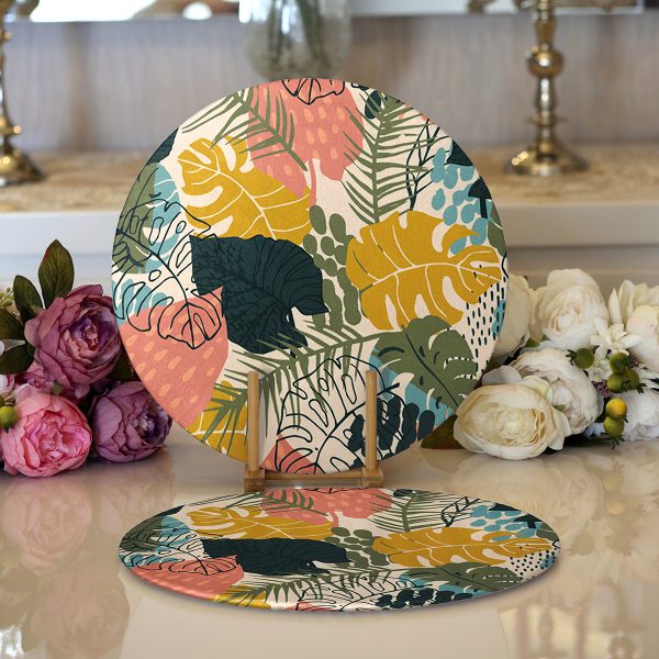 - Supla2li-7251-Gorsel1 - Realhomes  Realhomes Saksıda Sevimli Kaktüsler Tasarımlı Modern 2'li Yuvarlak Servis Altlığı - Supla Realhomes