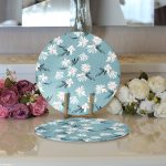 - Supla2li-7254-Gorsel3 - Realhomes Realhomes Renkli Zeminli Renkli Papatya Desenli Dijital Baskılı Modern 2'li Yuvarlak Servis Altlığı - Supla Realhomes