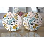 - Supla2li-7261-Gorsel2 - Realhomes Realhomes Beyaz Zeminde Rengarenk Çiçek Desenli Dijital Baskılı Modern 2'li Yuvarlak Servis Altlığı - Supla Realhomes