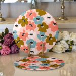 Realhomes Pudra Zeminde Onedraw Çizimli Rengarenk Çiçek Desenli Modern 2'li Yuvarlak Servis Altlığı - Supla Realhomes