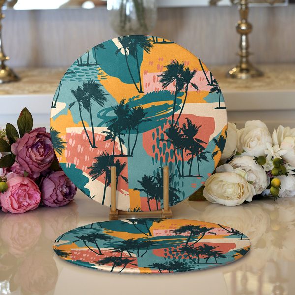 - Supla2li-7265-Gorsel1 - Realhomes  Realhomes Sevgililer Günü Temalı Özel Tasarım Dijital Baskılı Modern 2'li Yuvarlak Servis Altlığı - Supla Realhomes