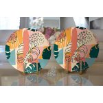 - Supla2li-7267-Gorsel2 - Realhomes Realhomes Renkli Zemin Üzerinde Onedraw Çizimli Yapraklar Modern 2'li Yuvarlak Servis Altlığı - Supla Realhomes