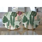 - Supla2li-7270-Gorsel2 - Realhomes Realhomes Soft Renkli Zemin Üzerinde Koyu Renkli Yaprak Desenli 2'li Yuvarlak Servis Altlığı - Supla Realhomes