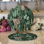 - Supla2li-7271-Gorsel1 - Realhomes Realhomes Siyah Zemin Üzerinde Rengarenk Çiçek Desenli 2'li Yuvarlak Servis Altlığı - Supla Realhomes