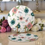 Realhomes Beyaz Zeminli Renkli Soyut Çizim Dijital Baskılı Modern 2'li Yuvarlak Servis Altlığı - Supla Realhomes