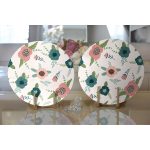 Realhomes Beyaz Zeminli Renkli Soyut Çizim Dijital Baskılı Modern 2'li Yuvarlak Servis Altlığı - Supla Realhomes