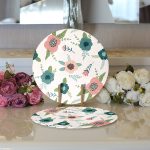 Realhomes Beyaz Zeminli Renkli Soyut Çizim Dijital Baskılı Modern 2'li Yuvarlak Servis Altlığı - Supla Realhomes