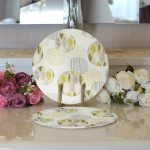 - Supla2li-7284-Gorsel3 - Realhomes Realhomes Renkli Zemin Üzerinde Yaprak Motifli Dijital Baskılı Modern 2'li Yuvarlak Servis Altlığı - Supla Realhomes