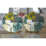 Realhomes Beyaz Zemin Üzerinde Onedraw Çizimli Yaprak Motifli 2'li Yuvarlak Servis Altlığı - Supla Realhomes