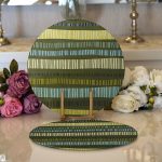 Realhomes Hardal Zeminli Renkli Çizgi Desenli Dijital Baskılı Modern 2'li Yuvarlak Servis Altlığı - Supla Realhomes