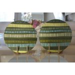 Realhomes Hardal Zeminli Renkli Çizgi Desenli Dijital Baskılı Modern 2'li Yuvarlak Servis Altlığı - Supla Realhomes