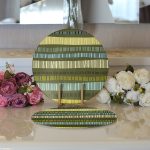 Realhomes Hardal Zeminli Renkli Çizgi Desenli Dijital Baskılı Modern 2'li Yuvarlak Servis Altlığı - Supla Realhomes