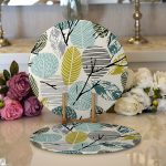 - Supla2li-7287-Gorsel1 - Realhomes  Realhomes Beyaz Zemin Üzerinde Yaprak Desenli Dijital Baskılı Modern 2'li Yuvarlak Servis Altlığı - Supla Realhomes