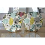 - Supla2li-7287-Gorsel2 - Realhomes  Realhomes Beyaz Zemin Üzerinde Yaprak Desenli Dijital Baskılı Modern 2'li Yuvarlak Servis Altlığı - Supla Realhomes