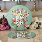 Realhomes Flamingo Desen Dijital Baskılı Modern 2'li Yuvarlak Servis Altlığı - Supla Realhomes