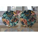 - Supla2li-7297-Gorsel2 - Realhomes Realhomes Siyah Zemin Üzerinde Onedraw Çizimli Yaprak Motifli 2'li Yuvarlak Servis Altlığı - Supla Realhomes