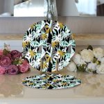 - Supla2li-7302-Gorsel3 - Realhomes Realhomes Beyaz Zeminli Renkli Palmiye Desenli Dijital Baskılı Modern 2'li Yuvarlak Servis Altlığı - Supla Realhomes