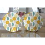 Realhomes Renkli Zemin Üzerinde Yaprak Motifli Dijital Baskılı Modern 2'li Yuvarlak Servis Altlığı - Supla Realhomes