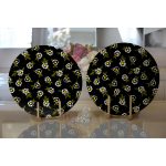 - Supla2li-7311-Gorsel2 - Realhomes Realhomes Siyah Zemin Üzerinde Papatya Desenli Dijital Baskılı Modern 2'li Yuvarlak Servis Altlığı - Supla Realhomes