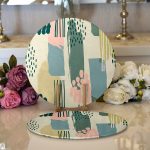 Realhomes Hardal Zeminli Renkli Çizgi Desenli Dijital Baskılı Modern 2'li Yuvarlak Servis Altlığı - Supla Realhomes