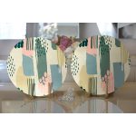 Realhomes Hardal Zeminli Renkli Çizgi Desenli Dijital Baskılı Modern 2'li Yuvarlak Servis Altlığı - Supla Realhomes