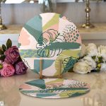 - Supla2li-7315-Gorsel1 - Realhomes Realhomes Soft Renkli Zemin Üzerinde Onedraw Çizimli Yaprak Motifli 2'li Yuvarlak Servis Altlığı - Supla Realhomes