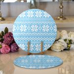 - Supla2li-7316-Gorsel1 - Realhomes Realhomes Mavi Zemin Üzerinde Kartanesi Motifli Dijital Baskılı Modern 2'li Yuvarlak Servis Altlığı - Supla Realhomes