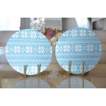 - Supla2li-7316-Gorsel2 - Realhomes Realhomes Mavi Zemin Üzerinde Kartanesi Motifli Dijital Baskılı Modern 2'li Yuvarlak Servis Altlığı - Supla Realhomes