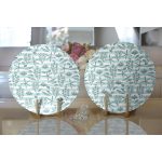 - Supla2li-7326-Gorsel2 - Realhomes Realhomes Beyaz Zeminli Su Yeşili Çizgili Dijital Baskılı Modern 2'li Yuvarlak Servis Altlığı - Supla Realhomes