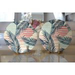 - Supla2li-7328-Gorsel2 - Realhomes Realhomes Renkli Zemin Üzerinde Onedraw Çizimli Yaprak Motifli 2'li Yuvarlak Servis Altlığı - Supla Realhomes