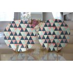 - Supla2li-7329-Gorsel2 - Realhomes  Realhomes Renkli Zemin Üzerinde Üçgen Desenli Dijital Baskılı Modern 2'li Yuvarlak Servis Altlığı - Supla Realhomes