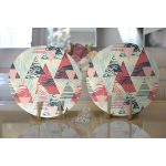 - Supla2li-7330-Gorsel2 - Realhomes Realhomes Renkli Zemin Üzerinde Üçgen Desenli Dijital Baskılı Modern 2'li Yuvarlak Servis Altlığı - Supla Realhomes