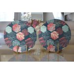 - Supla2li-7331-Gorsel2 - Realhomes Realhomes Renkli Zemin Üzerinde Yaprak Motifli Dijital Baskılı Modern 2'li Yuvarlak Servis Altlığı - Supla Realhomes