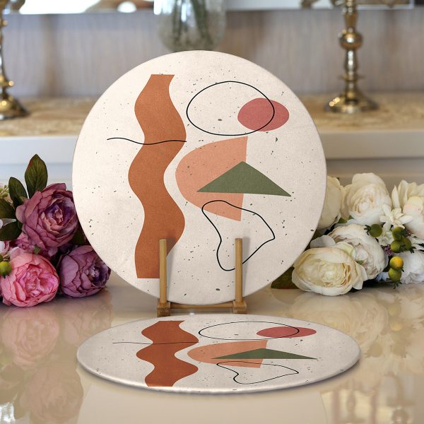 Realhomes Kahverengi Dijital Baskılı Modern 2'li Yuvarlak Servis Altlığı - Supla Realhomes