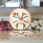 Realhomes Soft Rengarenk Onedraw Çizimli Çiçek Desenli 2'li Yuvarlak Servis Altlığı - Supla Realhomes