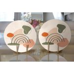 - Supla2li-7335-Gorsel2 - Realhomes  Realhomes Soft Renkli Onedraw Çizimli Dijital Baskılı Modern 2'li Yuvarlak Servis Altlığı - Supla Realhomes