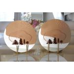 - Supla2li-7341-Gorsel2 - Realhomes  Realhomes Beyaz Zeminde Çam Ağacı Desenli Dijital Baskılı Modern 2'li Yuvarlak Servis Altlığı - Supla Realhomes