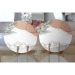 Realhomes Beyaz Zeminde Onedraw Çizimli Yaprak Desenli Dijital Baskılı Modern 2'li Yuvarlak Servis Altlığı - Supla Realhomes