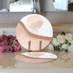 Realhomes Pastel Renkli Yaprak Motifli Dijital Baskılı Modern 2'li Yuvarlak Servis Altlığı - Supla Realhomes