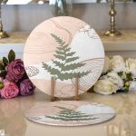 - Supla2li-7348-Gorsel1 - Realhomes  Realhomes Pastel Renkli Yaprak Motifli Dijital Baskılı Modern 2'li Yuvarlak Servis Altlığı - Supla Realhomes