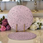 - Supla2li-7352-Gorsel1 - Realhomes Realhomes Renkli Zeminli Siyah Puantiye Desenli Dijital Baskılı Modern 2'li Yuvarlak Servis Altlığı - Supla Realhomes