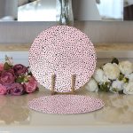 - Supla2li-7352-Gorsel3 - Realhomes Realhomes Renkli Zeminli Siyah Puantiye Desenli Dijital Baskılı Modern 2'li Yuvarlak Servis Altlığı - Supla Realhomes