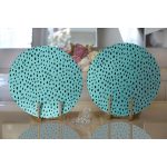 - Supla2li-7354-Gorsel2 - Realhomes  Realhomes Renkli Zeminli Siyah Puantiye Desenli Dijital Baskılı Modern 2'li Yuvarlak Servis Altlığı - Supla Realhomes