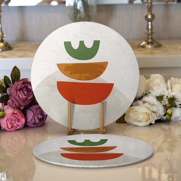 - Supla2li-7356-Gorsel1 - Realhomes  Realhomes Beyaz Zeminde Gold Kuş Tüyü Desenli Dijital Baskılı Modern 2'li Yuvarlak Servis Altlığı - Supla Realhomes