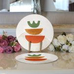 - Supla2li-7356-Gorsel3 - Realhomes Realhomes Pastel Renkli Zeminli Onedraw Çizimli Dijital Baskılı Modern 2'li Yuvarlak Servis Altlığı - Supla Realhomes