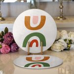 - Supla2li-7358-Gorsel1 - Realhomes Realhomes Pastel Renkli Zeminli Onedraw Çizimli Dijital Baskılı Modern 2'li Yuvarlak Servis Altlığı - Supla Realhomes