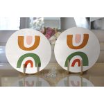 - Supla2li-7358-Gorsel2 - Realhomes Realhomes Pastel Renkli Zeminli Onedraw Çizimli Dijital Baskılı Modern 2'li Yuvarlak Servis Altlığı - Supla Realhomes