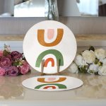 - Supla2li-7358-Gorsel3 - Realhomes Realhomes Pastel Renkli Zeminli Onedraw Çizimli Dijital Baskılı Modern 2'li Yuvarlak Servis Altlığı - Supla Realhomes