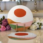 Realhomes Pastel Renkli Zeminli Onedraw Çizimli Dijital Baskılı Modern 2'li Yuvarlak Servis Altlığı - Supla Realhomes